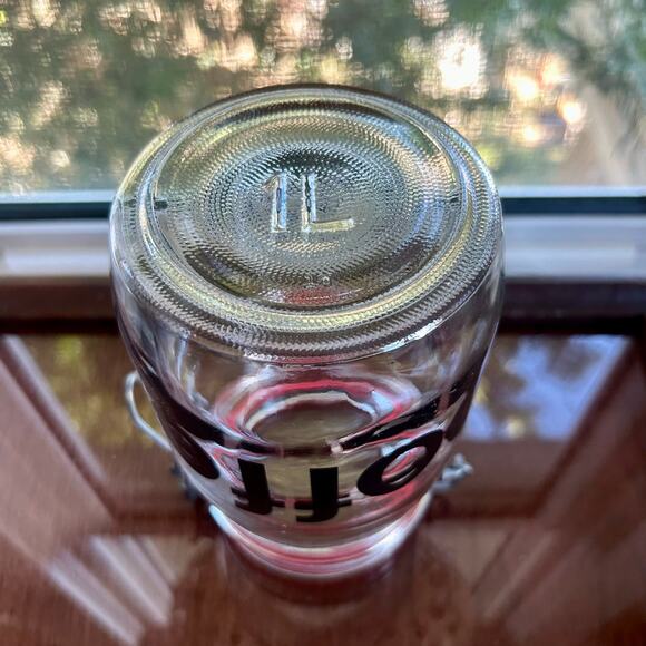 Vintage Glass Coffee Canister – Clamp Lid Jar with Red Seal – 7” Tall - Picture 3 of 10